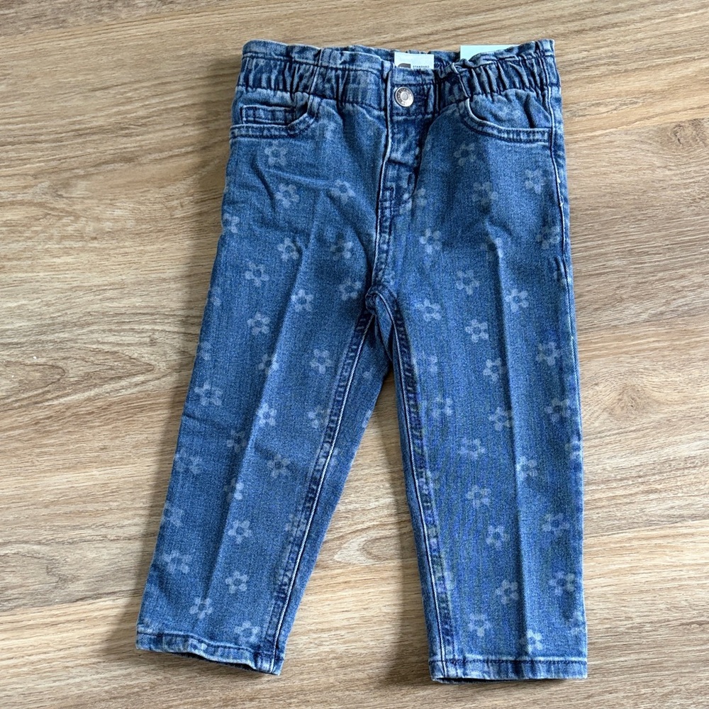 NWT Okie Dokie Blue Floral Kids Jeans Size 18 Months